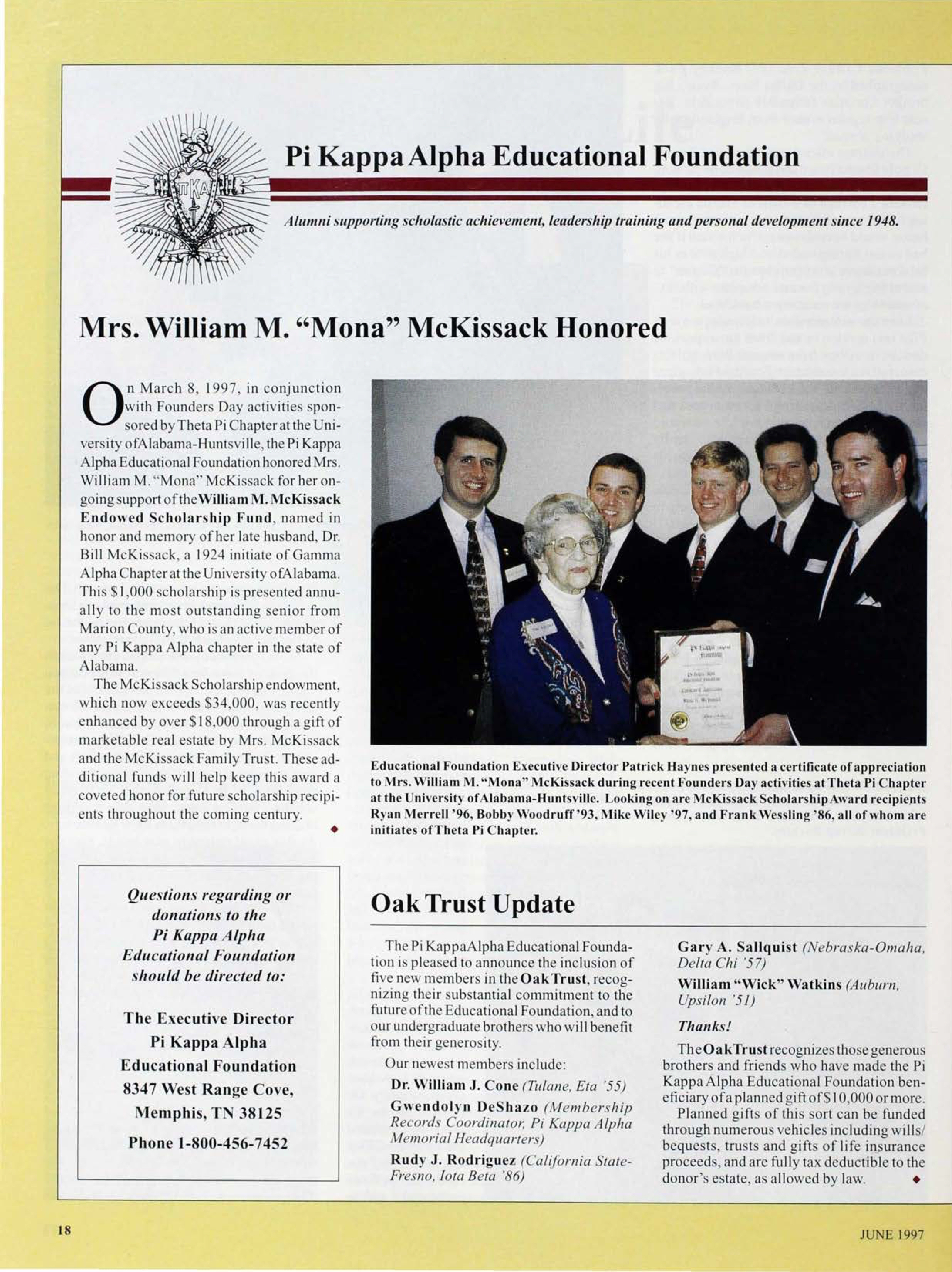 Pi Kappa Alpha Educational Foundation: Oak Trust Update